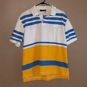 Rocawear Men’s White/Yellow/Blue Striped Polo L